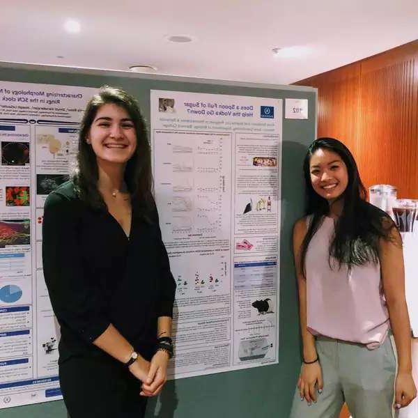 Sophia Liu and Alice Sardarian at a poster session